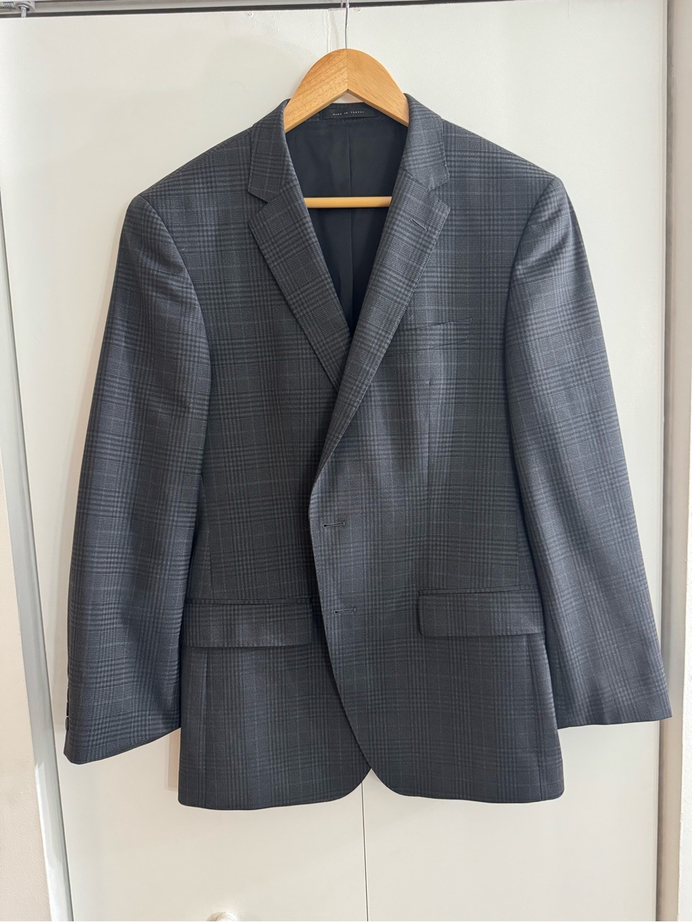 Hugo Boss Mens Gray Plaid Two-Button Blazer Double Vented 40R